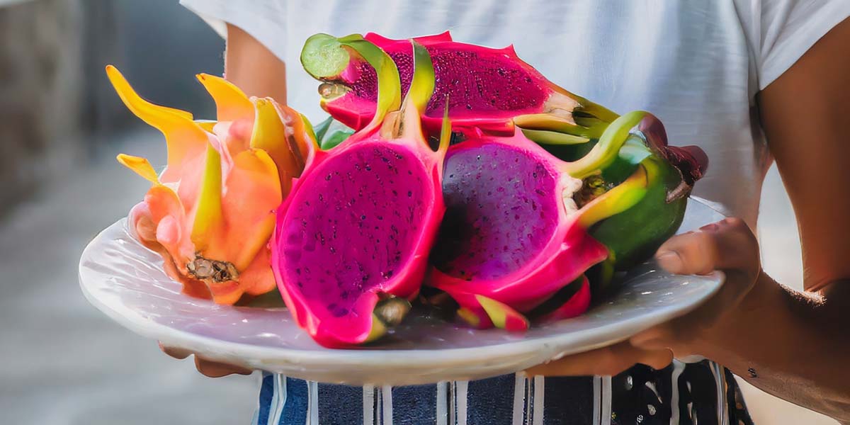 A plate of dragon fruits