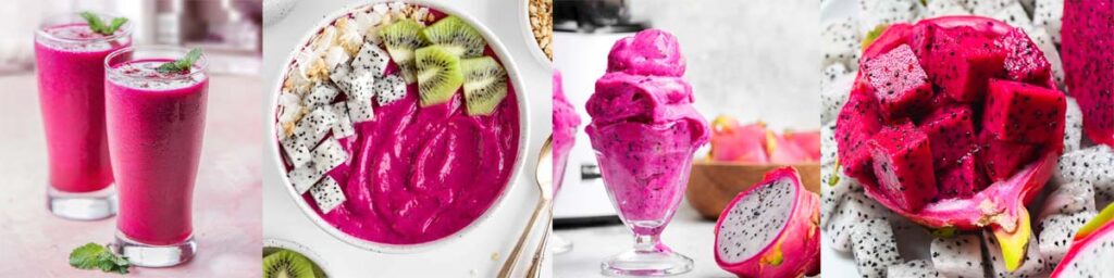 Different dragon fruit dishes